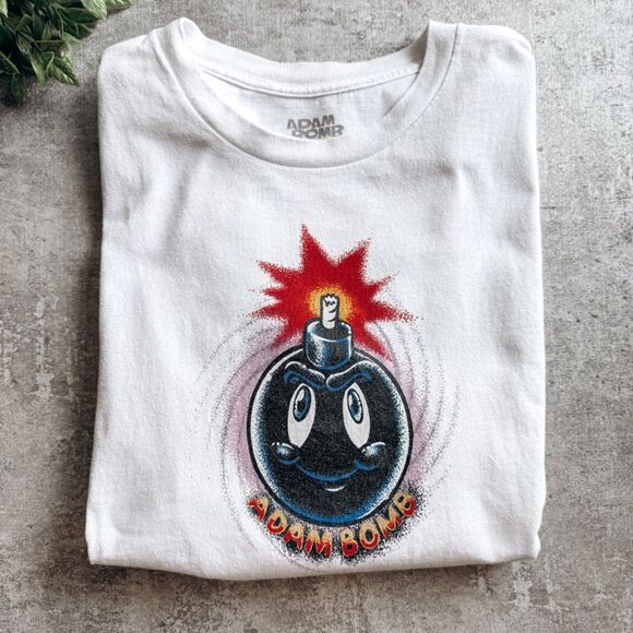 Adam Bomb White Short Sleeve Graphic Tee Size Large - Picture 1 of 4
